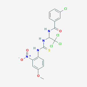 molecular formula C17H14Cl4N4O4S B1227559 3-氯-N-[2,2,2-三氯-1-[[(4-甲氧基-2-硝基苯胺)-亚磺酰亚甲基]氨基]乙基]苯甲酰胺 
