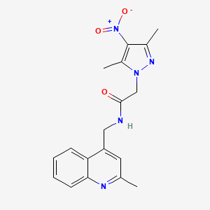 molecular formula C18H19N5O3 B1227563 2-(3,5-二甲基-4-硝基-1-吡唑基)-N-[(2-甲基-4-喹啉基)甲基]乙酰胺 