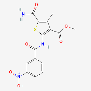 molecular formula C15H13N3O6S B1227564 5-氨基甲酰基-4-甲基-2-[[(3-硝基苯基)-氧代甲基]氨基]-3-噻吩甲酸甲酯 