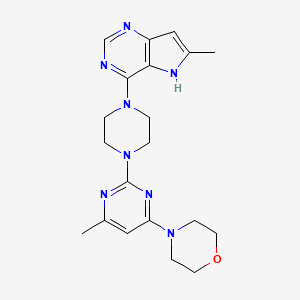 molecular formula C20H26N8O B12275640 4-[6-methyl-2-(4-{6-methyl-5H-pyrrolo[3,2-d]pyrimidin-4-yl}piperazin-1-yl)pyrimidin-4-yl]morpholine 