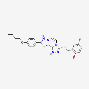 molecular formula C24H27F2N5OS B12275651 11-(4-Butoxyphenyl)-5-{[(2,5-difluorophenyl)methyl]sulfanyl}-3,4,6,9,10-pentaazatricyclo[7.3.0.0^{2,6}]dodeca-1(12),2,4,7,10-pentaene 