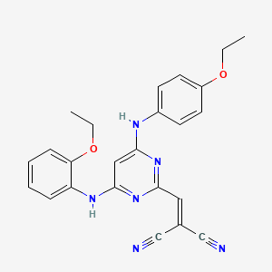 molecular formula C24H22N6O2 B1227566 2-[[4-(2-乙氧基苯胺基)-6-(4-乙氧基苯胺基)-2-嘧啶基]甲基亚丙二腈 