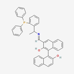 molecular formula C41H32NO2P B12275660 3-(((1-(2-(Diphenylphosphanyl)phenyl)ethyl)imino)methyl)-[1,1'-binaphthalene]-2,2'-diol 