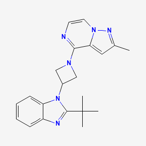 molecular formula C21H24N6 B12275695 2-tert-butyl-1-(1-{2-methylpyrazolo[1,5-a]pyrazin-4-yl}azetidin-3-yl)-1H-1,3-benzodiazole 