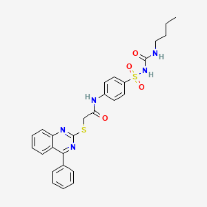 molecular formula C27H27N5O4S2 B12275704 N-{4-[(butylcarbamoyl)sulfamoyl]phenyl}-2-[(4-phenylquinazolin-2-yl)sulfanyl]acetamide 