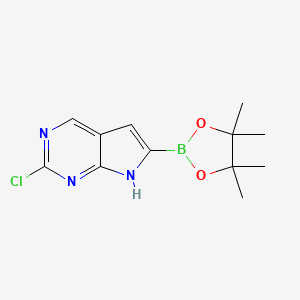 molecular formula C12H15BClN3O2 B12275746 2-Chloro-7H-pyrrolo[2,3-d]pyrimidine-6-boronic acid pinacol ester 