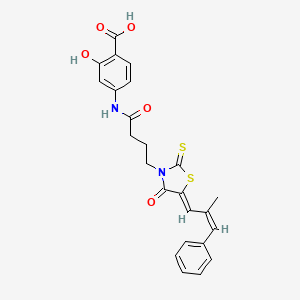 molecular formula C24H22N2O5S2 B1227575 2-羟基-4-[4-[(5Z)-5-[(Z)-2-甲基-3-苯基丙-2-烯基]-4-氧代-2-硫代-1,3-噻唑烷-3-基]丁酰氨基]苯甲酸 