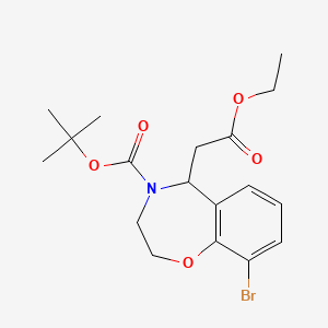 molecular formula C18H24BrNO5 B12275756 tert-butyl 5-((ethoxycarbonyl)Methyl)-9-broMo-2,3-dihydrobenzo[f][1,4]oxazepine-4(5H)-carboxylate 