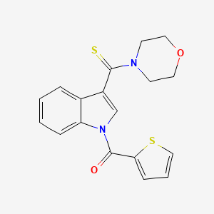 molecular formula C18H16N2O2S2 B1227576 [3-[4-Morpholinyl(sulfanylidene)methyl]-1-indolyl]-thiophen-2-ylmethanone 