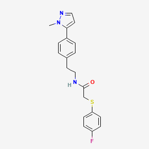 molecular formula C20H20FN3OS B12275766 2-[(4-fluorophenyl)sulfanyl]-N-{2-[4-(1-methyl-1H-pyrazol-5-yl)phenyl]ethyl}acetamide 