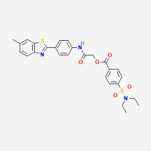 molecular formula C27H27N3O5S2 B1227577 4-(Diethylsulfamoyl)benzoic acid [2-[4-(6-methyl-1,3-benzothiazol-2-yl)anilino]-2-oxoethyl] ester 