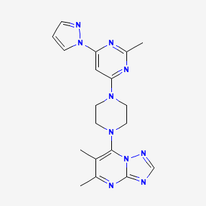 4-(4-{5,6-dimethyl-[1,2,4]triazolo[1,5-a]pyrimidin-7-yl}piperazin-1-yl)-2-methyl-6-(1H-pyrazol-1-yl)pyrimidine