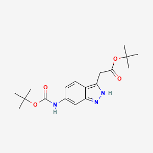 molecular formula C18H25N3O4 B12275790 (6-tert-Butoxycarbonylamino-1H-indazol-3-yl)-acetic acid tert-butyl ester 