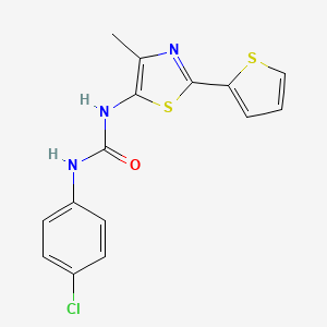 molecular formula C15H12ClN3OS2 B1227583 1-(4-Chlorophenyl)-3-[4-methyl-2-(thiophen-2-yl)-1,3-thiazol-5-yl]urea 
