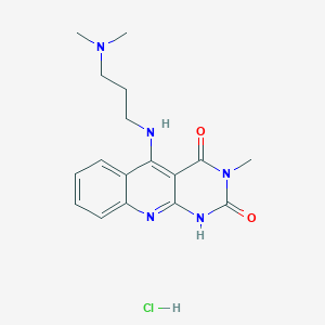 molecular formula C17H22ClN5O2 B12275843 5-[3-(dimethylamino)propylamino]-3-methyl-1H-pyrimido[4,5-b]quinoline-2,4-dione;hydrochloride 