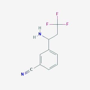 molecular formula C10H9F3N2 B12275870 3-(1-Amino-3,3,3-trifluoropropyl)benzonitrile 