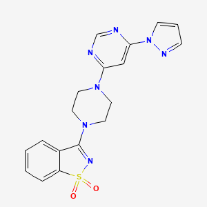 3-{4-[6-(1H-pyrazol-1-yl)pyrimidin-4-yl]piperazin-1-yl}-1lambda6,2-benzothiazole-1,1-dione