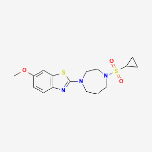 molecular formula C16H21N3O3S2 B12275937 2-[4-(Cyclopropanesulfonyl)-1,4-diazepan-1-yl]-6-methoxy-1,3-benzothiazole 