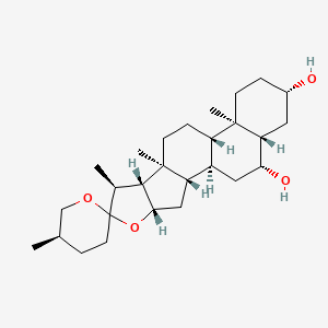 molecular formula C27H44O4 B1227596 (1R,2S,4S,5'R,7S,8R,9S,12S,13R,16S,18S,19R)-5',7,9,13-tetramethylspiro[5-oxapentacyclo[10.8.0.02,9.04,8.013,18]icosane-6,2'-oxane]-16,19-diol 