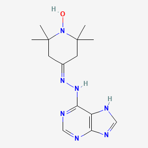 molecular formula C14H21N7O B1227598 1-Piperidinyloxy, 2,2,6,6-tetramethyl-4-(1H-purin-6-ylhydrazono)- CAS No. 59225-19-3