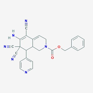 molecular formula C25H20N6O2 B1227601 6-氨基-5,7,7-三氰基-8-吡啶-4-基-1,3,8,8a-四氢异喹啉-2-羧酸（苯甲基）酯 