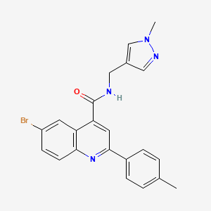 molecular formula C22H19BrN4O B1227611 6-bromo-2-(4-methylphenyl)-N-[(1-methyl-4-pyrazolyl)methyl]-4-quinolinecarboxamide 