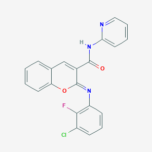 molecular formula C21H13ClFN3O2 B12276112 (2Z)-2-[(3-chloro-2-fluorophenyl)imino]-N-(pyridin-2-yl)-2H-chromene-3-carboxamide 