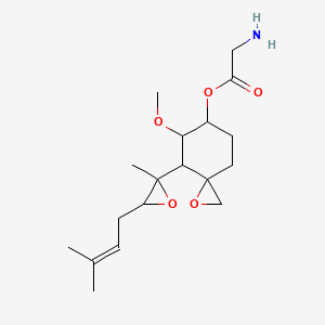 molecular formula C18H29NO5 B12276207 [5-Methoxy-4-[2-methyl-3-(3-methylbut-2-enyl)oxiran-2-yl]-1-oxaspiro[2.5]octan-6-yl] 2-aminoacetate 