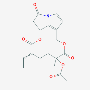 molecular formula C20H23NO7 B1227622 (4-Ethylidene-6,7-dimethyl-3,8,15-trioxo-2,9-dioxa-14-azatricyclo[9.5.1.014,17]heptadeca-11(17),12-dien-7-yl) acetate 