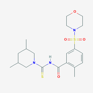 molecular formula C20H29N3O4S2 B1227624 N-[(3,5-dimethyl-1-piperidinyl)-sulfanylidenemethyl]-2-methyl-5-(4-morpholinylsulfonyl)benzamide 