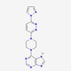 molecular formula C16H16N10 B12276298 6-{4-[6-(1H-pyrazol-1-yl)pyridazin-3-yl]piperazin-1-yl}-9H-purine 