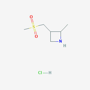 molecular formula C6H14ClNO2S B12276361 2-Methyl-3-((methylsulfonyl)methyl)azetidine hydrochloride 