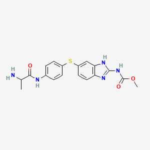 molecular formula C18H19N5O3S B12276387 methyl N-[6-[4-(2-aminopropanoylamino)phenyl]sulfanyl-1H-benzimidazol-2-yl]carbamate 