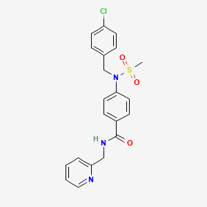 molecular formula C21H20ClN3O3S B1227643 4-[(4-chlorophenyl)methyl-methylsulfonylamino]-N-(2-pyridinylmethyl)benzamide 