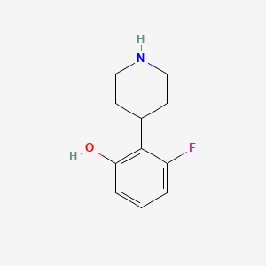 molecular formula C11H14FNO B12276438 Phenol,3-fluoro-2-(4-piperidinyl)- 