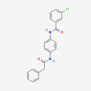 molecular formula C21H17ClN2O2 B1227644 3-chloro-N-[4-[(1-oxo-2-phenylethyl)amino]phenyl]benzamide 