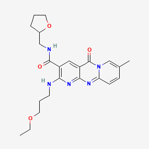 molecular formula C23H29N5O4 B1227648 2-(3-乙氧基丙氨基)-8-甲基-5-氧代-N-(2-氧代烷基甲基)-3-二吡啶并[1,2-嘧啶甲酰胺 