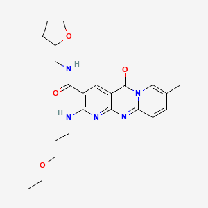 molecular formula C23H29N5O4 B1227648 2-(3-ethoxypropylamino)-8-methyl-5-oxo-N-(2-oxolanylmethyl)-3-dipyrido[1,2-pyrimidinecarboxamide 