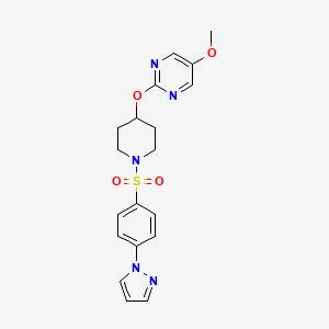 molecular formula C19H21N5O4S B12276515 5-methoxy-2-({1-[4-(1H-pyrazol-1-yl)benzenesulfonyl]piperidin-4-yl}oxy)pyrimidine 