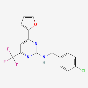 molecular formula C16H11ClF3N3O B1227655 N-[(4-chlorophenyl)methyl]-4-(furan-2-yl)-6-(trifluoromethyl)pyrimidin-2-amine 