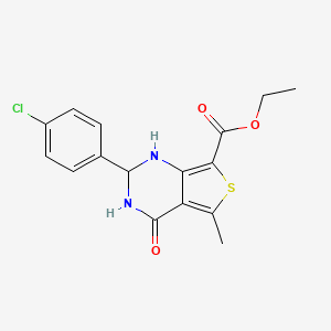 2-(4-chlorophenyl)-5-methyl-4-oxo-2,3-dihydro-1H-thieno[3,4-d]pyrimidine-7-carboxylic acid ethyl ester