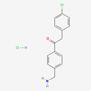 molecular formula C15H15Cl2NO B12276598 1-(4-Aminomethyl-phenyl)-2-(4-chloro-phenyl)-ethanone hydrochloride 