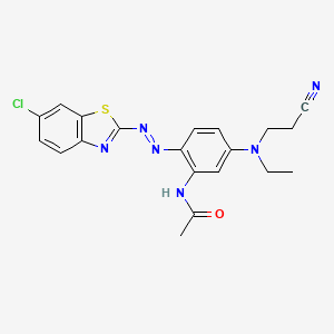 molecular formula C20H19ClN6OS B12276606 N-[2-[(6-chloro-1,3-benzothiazol-2-yl)diazenyl]-5-[2-cyanoethyl(ethyl)amino]phenyl]acetamide 