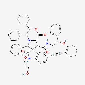 molecular formula C51H47N3O7 B1227664 5-[2-(1-环己烯基)乙炔基]-6'-[2-(2-羟乙氧基)苯基]-N-(2-羟基-2-苯乙基)-1',2-二氧代-3',4'-二苯基-8'-螺[1H-吲哚-3,7'-4,6,8,8a-四氢-3H-吡咯并[2,1-c][1,4]恶嗪]甲酰胺 