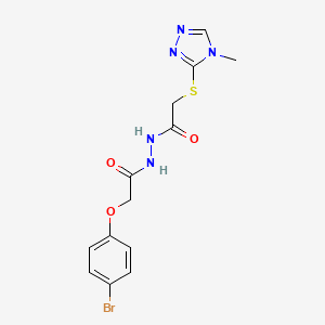 molecular formula C13H14BrN5O3S B1227667 2-(4-bromophenoxy)-N'-[2-[(4-methyl-1,2,4-triazol-3-yl)thio]-1-oxoethyl]acetohydrazide 