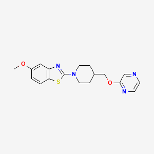 molecular formula C18H20N4O2S B12276704 5-Methoxy-2-{4-[(pyrazin-2-yloxy)methyl]piperidin-1-yl}-1,3-benzothiazole 