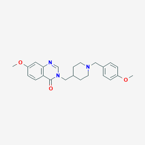 molecular formula C23H27N3O3 B12276705 7-Methoxy-3-({1-[(4-methoxyphenyl)methyl]piperidin-4-yl}methyl)-3,4-dihydroquinazolin-4-one 