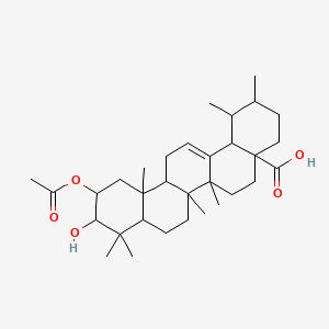 molecular formula C32H50O5 B12276721 11-acetyloxy-10-hydroxy-1,2,6a,6b,9,9,12a-heptamethyl-2,3,4,5,6,6a,7,8,8a,10,11,12,13,14b-tetradecahydro-1H-picene-4a-carboxylic acid 