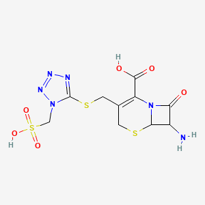 molecular formula C10H12N6O6S3 B12276758 (6R-trans)-7-Amino-8-oxo-3-(((1-(sulphomethyl)-1H-tetrazol-5-yl)thio)methyl)-5-thia-1-azabicyclo[4.2.0]oct-2-ene-2-carboxylicacid 