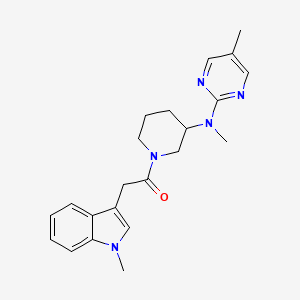 molecular formula C22H27N5O B12276787 1-{3-[methyl(5-methylpyrimidin-2-yl)amino]piperidin-1-yl}-2-(1-methyl-1H-indol-3-yl)ethan-1-one 